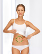 woman with arrows on her stomach