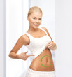 woman with arrows on her stomach