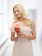 woman with bouquet of flowers