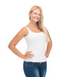 teenager girl in blank white t-shirt