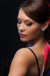 woman with diamond earrings