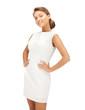 lovely woman in white dress