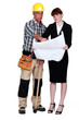 Architect and foreman collaborating on project