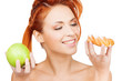 pretty woman with apple and cake