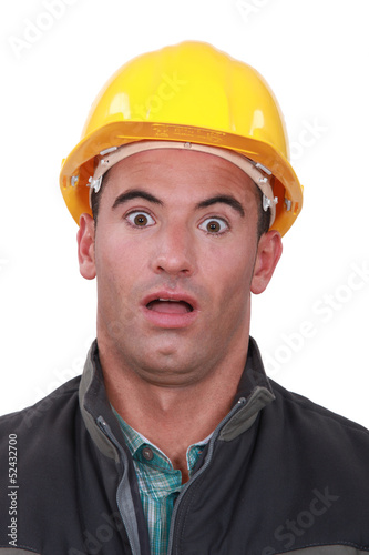 Photo: An astonished tradesman An astonished tradesman