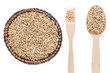 Barley in a plate, fork and spoon