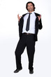 Businessman holding jacket open