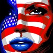 Usa Flag on Girl's Portrait-Bandiera Stati Uniti su Viso Donna