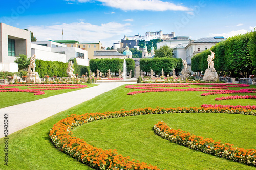 Photo: Mirabell Gardens and Fortress Hohensalzburg in Salzburg, Austria Mirabell Gardens and Fortress Hohensalzburg in Salzburg, Austria
