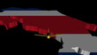 Plane taking off from Costa Rica map flag animation