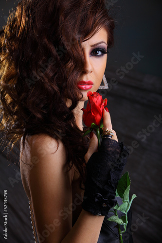 Photo: sexy girl with red rose sexy girl with red rose