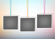 Three square white frames with place for the text.