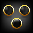 Set of three black and gold buttons.