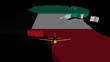 Plane taking off from Kuwait map flag animation