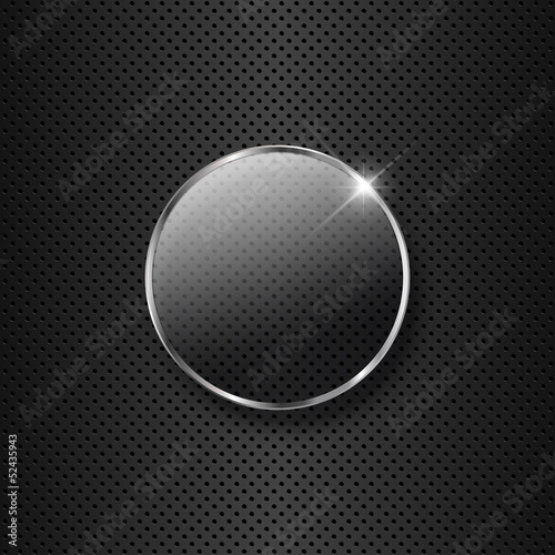 Vector: Glass button on a metal background Glass button on a metal background