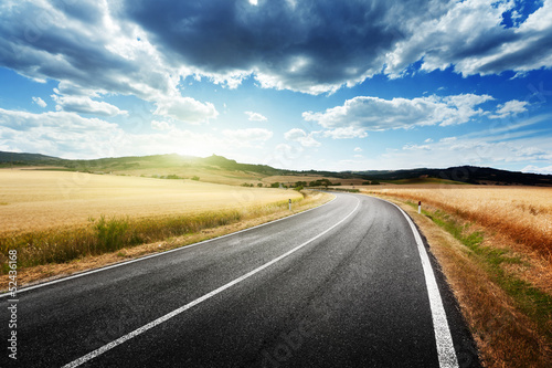 Photo: asphalt road in Tuscany Italy asphalt road in Tuscany Italy