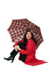 Photo: Beautiful woman with red coat and umbrella Beautiful woman with red coat and umbrella