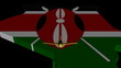 Plane taking off from Kenya map flag animation