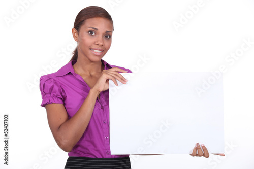 Photo: Woman with white panel Woman with white panel