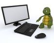 Illustration: tortoise with a computer tortoise with a computer