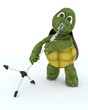 Illustrazione: tortoise singing into a retro microphone tortoise singing into a retro microphone