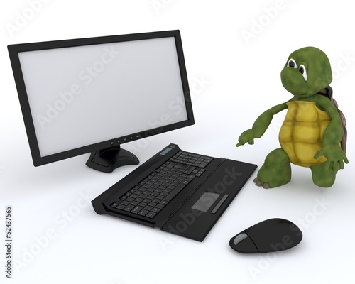 Illustration: tortoise with a computer tortoise with a computer