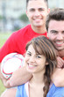 friends playing soccer