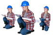 Construction worker with a clipboard
