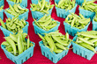 Boxes of fresh peas at the market