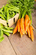 Fresh green peas and carrots