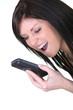 Photo: Young woman shouting at her mobile phone Young woman shouting at her mobile phone