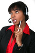 Woman daydreaming at work