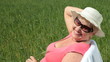 Happy elderly woman outdoors