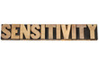 Photo: sensitivity word in wood type sensitivity word in wood type