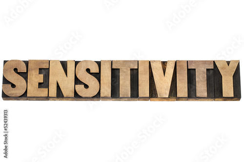 Photo: sensitivity word in wood type sensitivity word in wood type