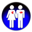 Man and woman icon with puzzle