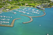 Aerial of seaside town in Whitsundays