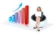 Foto: Woman enjoying an upwards graph Woman enjoying an upwards graph