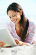 tablet beach woman