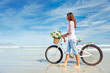 Woman walking on beach