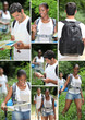 Photo: Montage of couple hiking in the woods Montage of couple hiking in the woods
