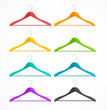 Coat hanger wood set isolated on white. Rainbow.