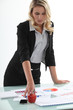 businesswoman analyzing statistics