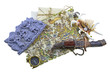 Old map with knife and shell