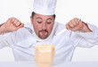 Chef eating junk food