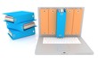documents and laptop in 3-d visualization