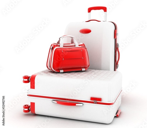 Illustration: Suitcases isolated on white background Suitcases isolated on white background
