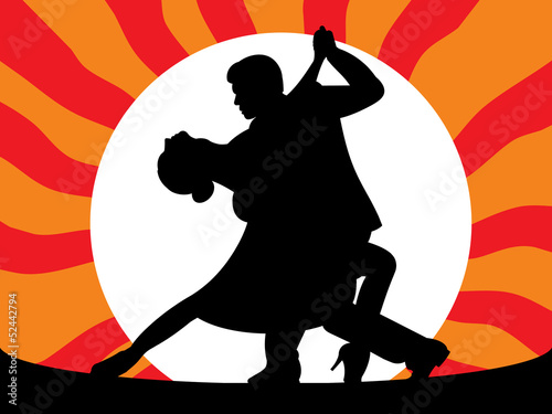 Illustration: Ilustração - Casal a dançar o tango ao escurecer Ilustração - Casal a dançar o tango ao escurecer