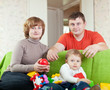family of three in home