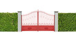 Foto: partail rouge avec haie de lauier, partail rouge avec haie de lauier,